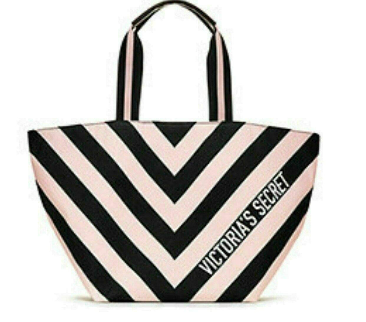 VICTORIAS SECRET Tote Bag Large LIMITED EDITION Pink White Striped