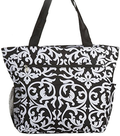 Large Multi - Pocket Fashion Zipper Top Organizing Beach Bag Tote - Custom Embroidery Available