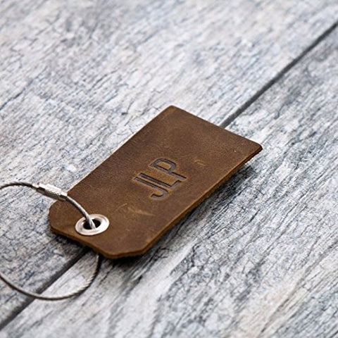 Personalized Custom Leather Luggage Tag (Rustic Brown)