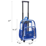 Rolling Clear Backpack, Heavy Duty Cold-resistant Travel Daypack Transparent PVC Backpack with Wheels