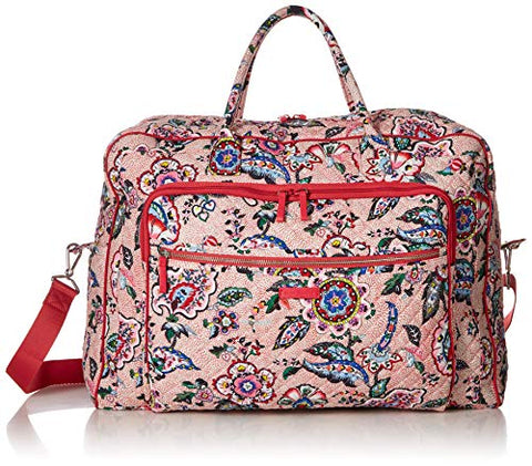 Vera Bradley womens Iconic Grand Weekender Travel Bag, Signature Cotton, Stitched Flowers, One Size
