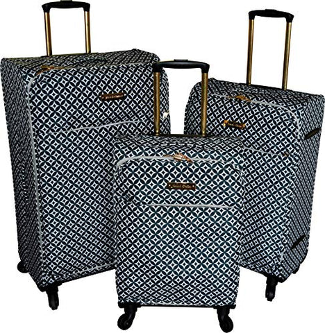 Jenni Chan Snow Flake Collection Lightweight 3-PC Spinner Luggage Set (Black)