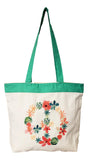 Floral Peace Sign Eco Friendly Beach or Carry All Shopping Zipper Top Tote Bag