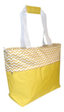 Jumbo Zipper Top Summer Beach Tote Bag - Personalization Available (Golden Yellow Embroidery Monogram)