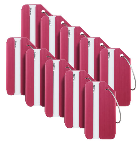 Travelambo Luggage Tags & Bag Tags Stainless Steel Aluminum Various Colors (wine red 10 pcs set)