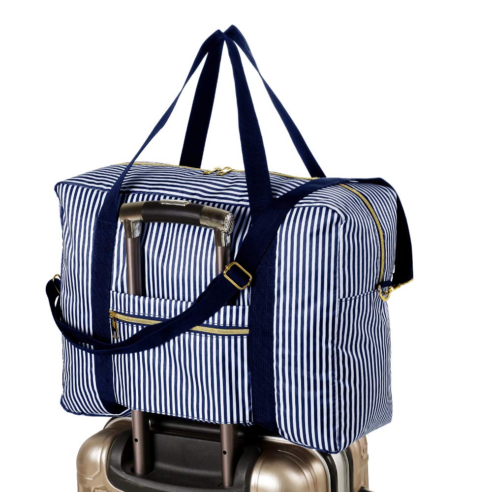 Waterproof Foldable Travel Duffel Bag Tote Carry on Luggage Sport Duffle Bag Navy Black