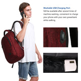 MarsBro Laptop Backpack, Business Travel Gear with USB Charging Port College Water Resistant Anti Theft 15.6 Inch Bag for Women Men Wine Red