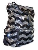 5Star-TD Chevron Backpack Zigzag Print Purse Sequined Book Bag Handbag