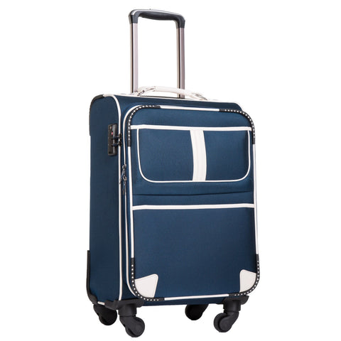 Coolife Luggage Expandable Suitcase Spinner Softshell TSA Lock (S(20in), Navy.)