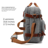CoolBELL Convertible Backpack Messenger Bag Shoulder Bag Laptop Case Handbag Business Briefcase Multi-Functional Travel Rucksack Fits 15.6 Inch Laptop for Men/Women (Grey)