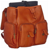 David King Leather Laptop Backpack w/5 Zipper Pockets