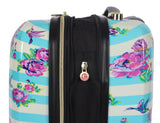 Betsey Johnson 26 Inch Checked Luggage Collection - Expandable Scratch Resistant (ABS + PC) Hardside Suitcase - Designer Lightweight Bag with 8-Rolling Spinner Wheels (Stripe Floral Hummingbird)