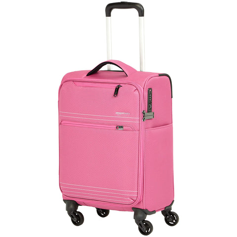 AmazonBasics Lightweight Luggage, Softside Spinner Travel Suitcase with Wheels - 22 Inch, Pink