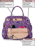 Lily & Drew Carry On Weekender Overnight Travel Shoulder Bag for 15.6 Inch Laptop Computers for Women (Purple-Peace-Hearts)