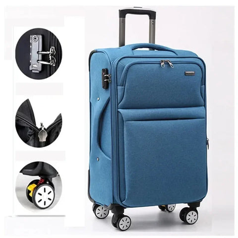 Travel Expandable Soft Suitcase on Wheels Oxford Cloth Trolley Rolling Luggage Bag Boarding Case Free Shipping