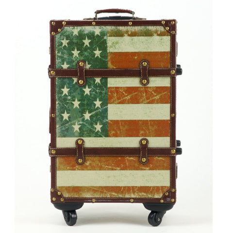 Fashion Vintage Luggage Trolley Luggage Stars And Stripes Travel Bag Box 20 22 24 Universal
