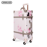 Uniwalker 20" - 26" Vintage Rolling Luggage Bagages Pu Leather Suitcase Trunk Retro Luggage With