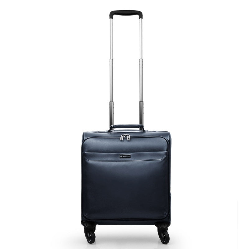 Wholesale!High Quality Genuine Leather(Cowhide Leather) Travel Luggage On Universal Wheels,16Inches
