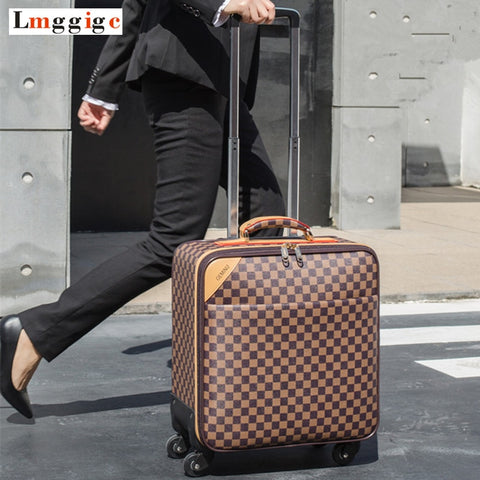 Women Classic Rolling Luggage,Men Travel Suitcase Bag,Wheels Carry-On ,High Quality Pu Leatherm