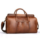 Factory Direct Vegetable Tanned Leather Travel Duffle Large-Capacity Travel Bag Business Retro