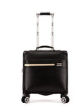 17"Pu Leather Women Travel Luggage Bag Men Trolley Bag Wheeled  Spinner Trolley Suitcase Men