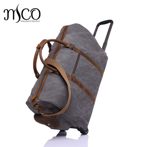 Melodycollection Canvas Leather Men Travel Bags Carry On Luggage Bags Men Duffel Bags Travel Tote