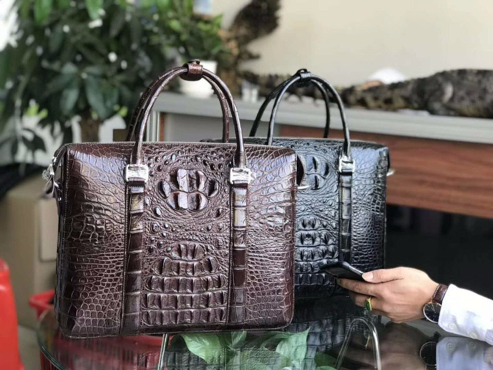 Handcrafted in Italy luxury crocodile leather handbag