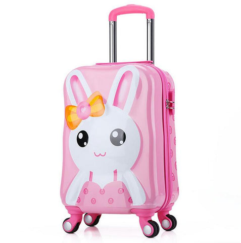 New 2018 Cartoon Rolling Luggage Spinner Children Carry On Luggage  Kids Cute Rabbit Luggage