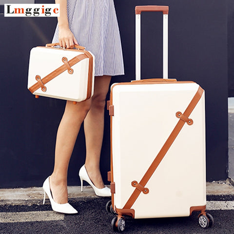 Vintage Rolling Luggage Bag,Travel Suitcase With Wheel ,Women Trolley Case,Men Universal Wheel