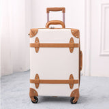 2018 Large Suitcase Travel Luggage Retro Leather Suitcase Luggage Trolley Spinner Genuine Leather
