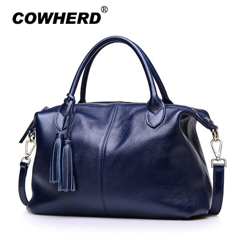 Bags Handbags Women Famous Brands Soft Genuine Cow Leather Tassel Tote Bag Lady Casual Messenger