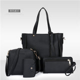 4Pcs Women Fashion Pu Leather Handbag Shoulder Bag Tote Purse Card Holder