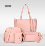 4Pcs Women Fashion Pu Leather Handbag Shoulder Bag Tote Purse Card Holder