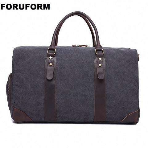 Canvas Leather Men Bucket Travel Bags Carry On Luggage Bags Men Duffel Bags Travel Tote Large