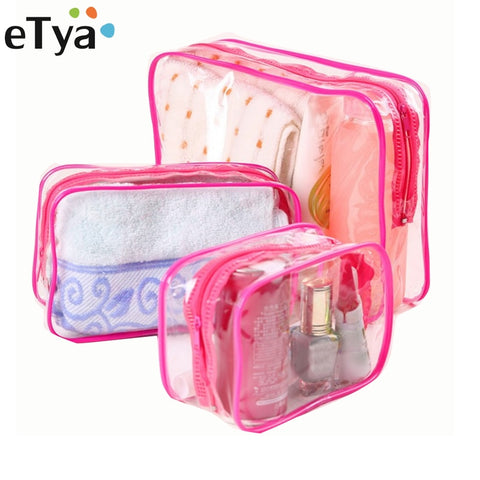 Etya Travel Clear Pvc Cosmetic Bags Women Men Transparent Zipper Makeup Bags Organizer Beauty