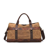 Crazy Horse Leather Canvas Travel Bag Large Capacity Luggage Bag Men Shoulder Travel Duffel Bags