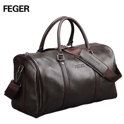 Feger Brand Fashion Extra Large Weekend Duffel Bag Big Genuine Leather Business Men'S Travel Bag