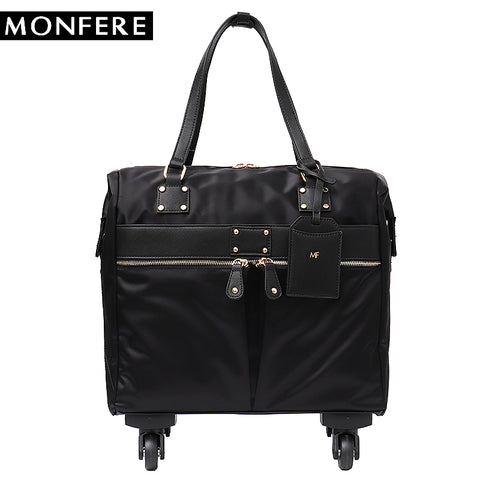 Monfere Carry-Ons Travel Bag Unisex Spinner Wheels Microfiber Vegan Leather Luggage Overnight