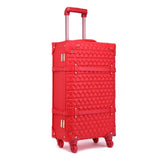 Chinese Red Pu Leather Travel Luggage,High Quality Bride Trolley Luggage Set,12 22 24Inches Vintage