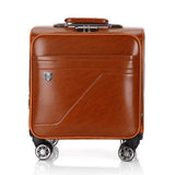 Men'S And Women'S Travel Luggage Waterproof Pu Luxury Suitcase 18Inch Leather Travel Case Pulley