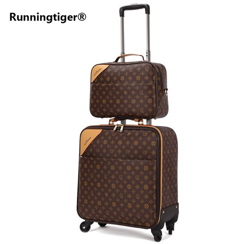 Women Rolling Luggage Travel Suitcase Bag ,Pvc Trolley Case With Wheels,16"20"22"24" Inch