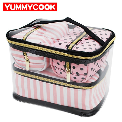 Women'S Clear Pvc Cosmetic Storage Bags Portable Makeup Organizer Waterproof Wash Case Travel
