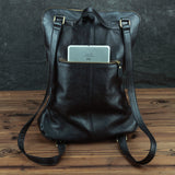 Leather simple backpack retro style head layer leather hand enlargement capacity 15.6 inch computer backpack bag