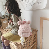 Winter super cute cute children rabbit ear backpack baby bear bag plush toys girls kindergarten bag