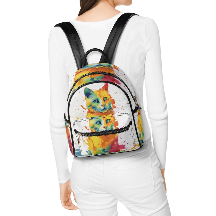 Cat Print  Casual PU Backpack