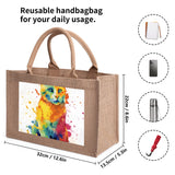 Cat Print  Custom Reusable Jute Burlap Tote Bags