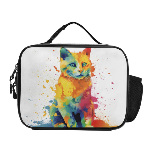 Cat Print  Detachable Leather Lunch Bag
