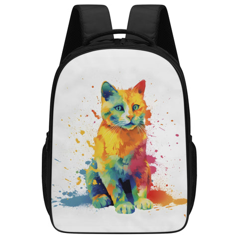 Cat Print  16 Inch Dual Compartment School Backpack