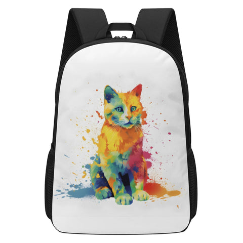Cat Print  17 Inch School Backpack