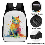 Cat Print  16 Inch Dual Compartment School Backpack